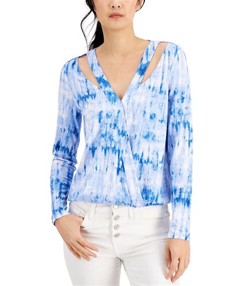 Inc International Concepts Womens Printed Cutout Top Created For Macy