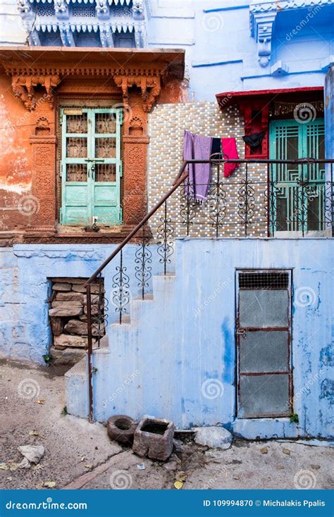 Traditional Indian House With Colourful Walls Stock Photo Image Of