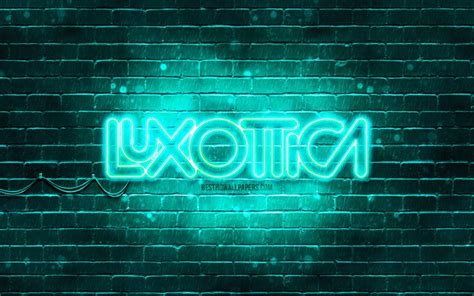 Download Wallpapers Luxottica Turquoise Logo 4k Turquoise Brickwall