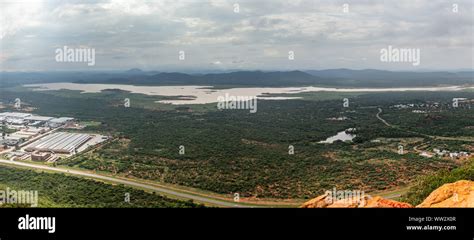 Aerial Panoramic View Of Suburbs Of Gaborone City Surrounded By