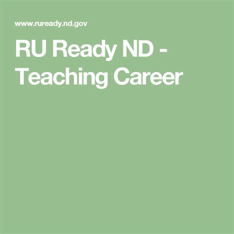 RU Ready ND - Teaching Career | Teaching career, Career ...