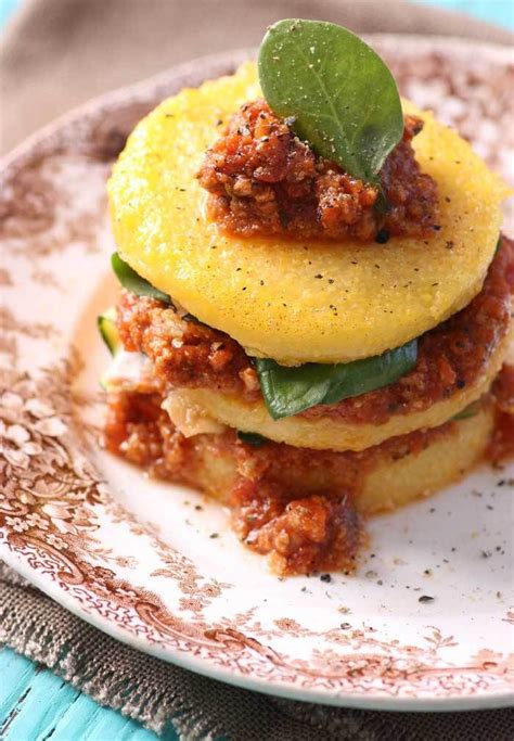 Stacked Polenta With Bolognese Sauce Flo And Grace Raw Food Recipes