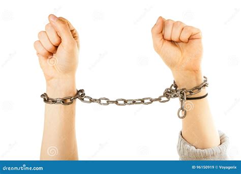 chained man hands with chain around wrists stock image image of criminal chains 96150919