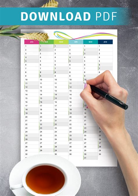 Download Printable Two Pages Vertical Calendar Pdf