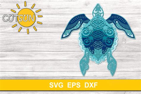 3D Layered Mandala Turtle SVG 6 Layers 541260 Cut Files Design