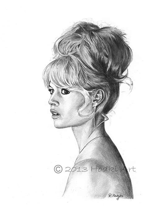Original A4 Brigitte Bardot Pencil Portrait Drawing By Hodkiart £1000