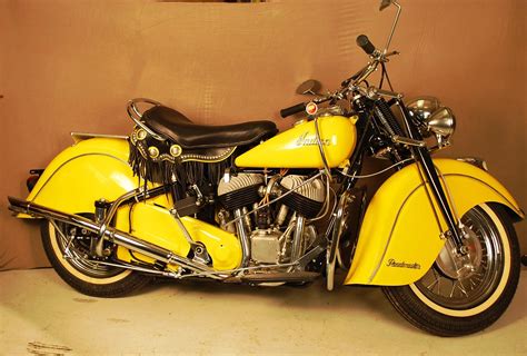 Yellow 1948 Indian Chief Roadmaster Motorcycle Vintage Indian