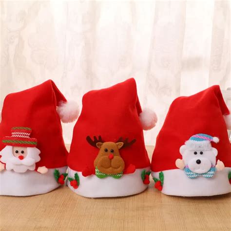 Christmas Santa Hat For Kids Cute Santa Snowman Elk Party Hat Funny