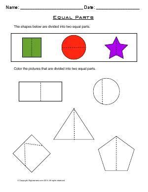 Shapes Divided Into Equal Parts