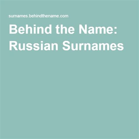 Russian Surnames Biblical Names Last Names For Characters French