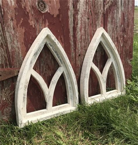 Arched Cathedral Window Frame Distressed Farmhouse Window Etsy