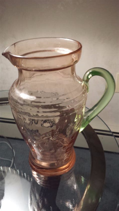 rare vintage pink and green watermelon depression glass pitcher very nice antique price guide