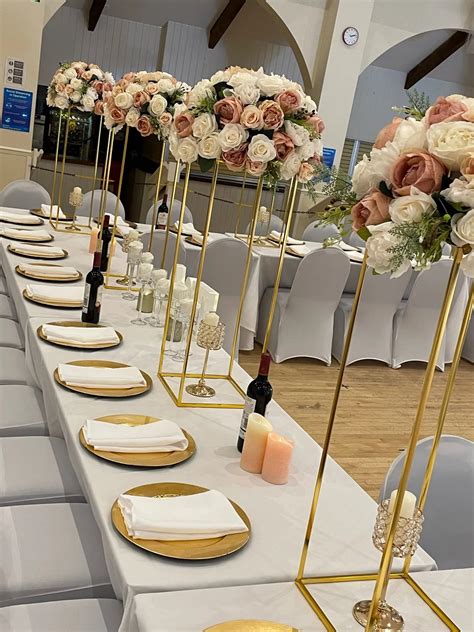 10pcs Gold Flower Vase Floor Vases Column Stand Metal Road Lead Wedding