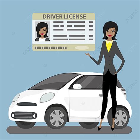 Beauty African American Woman Holding Driving License Transport