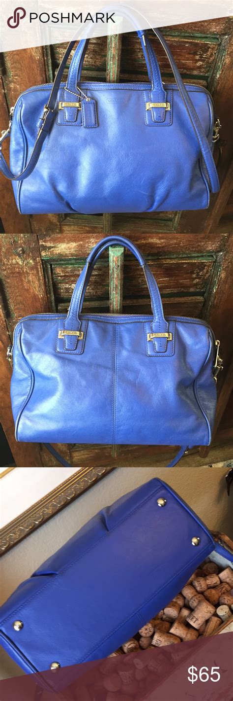 Item #20114642 from coach, the mickey kisslock bag features: Coach beautiful blue leather purse in 2020 | Blue leather ...