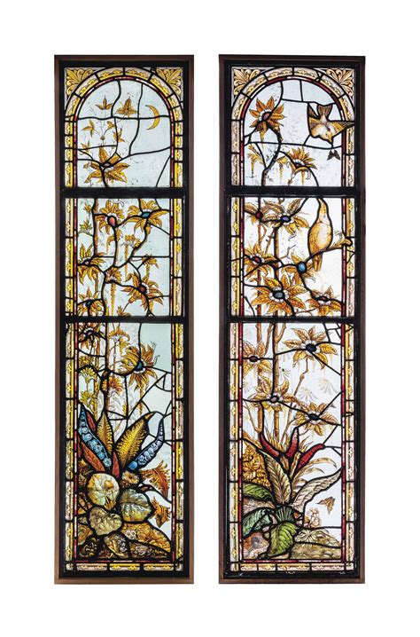 A Pair Of Late Victorian Stained Glass Panels Late 19th Century