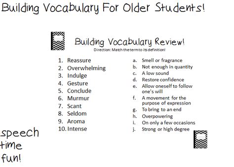 Speech Time Fun Building Vocabulary For Older Students Vocabulary