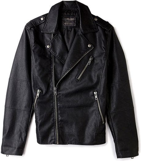 forever 21 faux leather moto jacket in black for men lyst