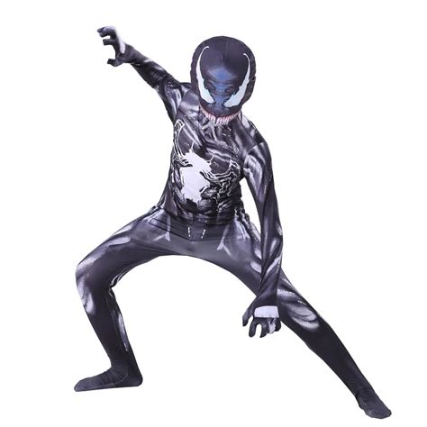 Kids Venom Costume Halloween Superhero Boys Child Bodysuit Jumpsuit
