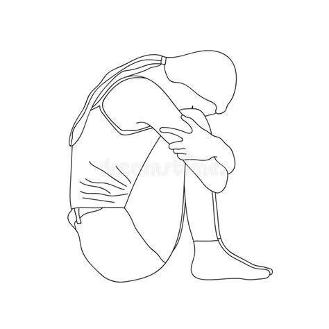 Sad Girl Kneeling Drawing