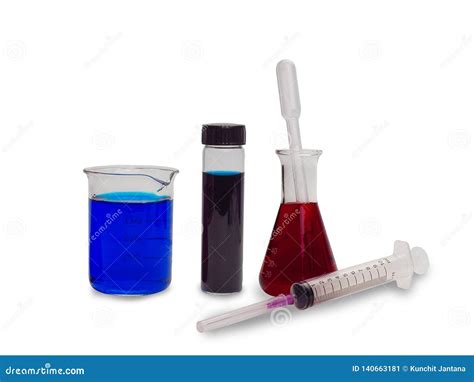 Test Tubes With Colorful Liquids On White Background Clipping Path