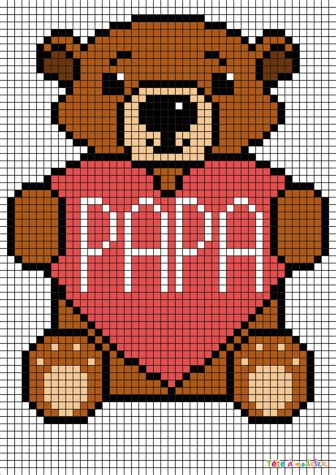 Sur le thème pixel art coeur, laureline a publié le 2017/08 des ressources axées sur pixel art coeur pour répondre à vos recherches. Pixel Art Ourson et son coeur Papa par Tête à modeler
