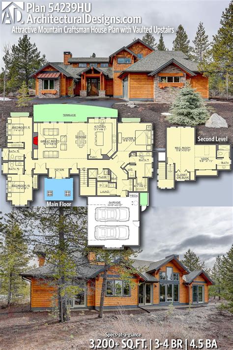Architectural Designs Rugged And Rustic Home Plan 54239hu Gives You 3 4