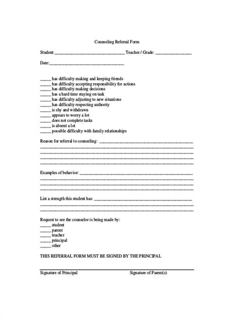 counselling form templates