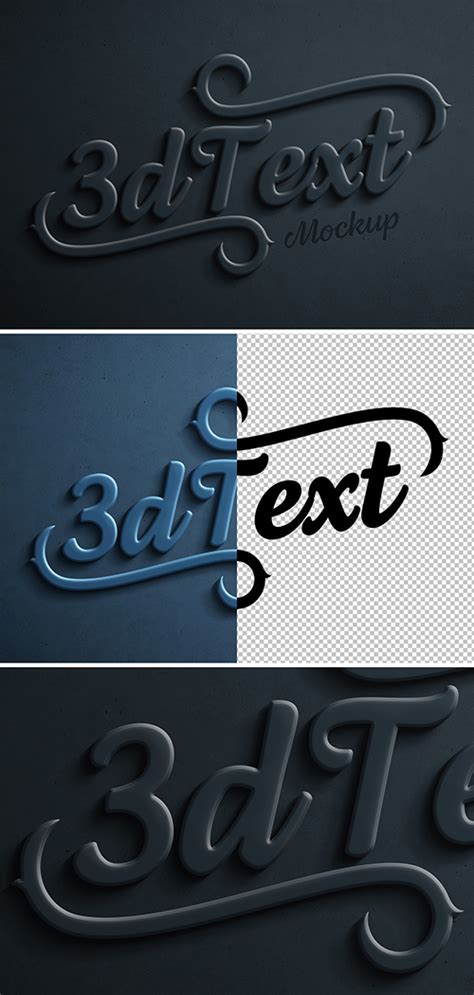 Navy 3d Text Effect Mockup Mockups Free Psd Templates Photoshop