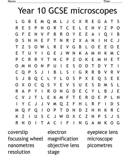Year 10 Gcse Microscopes Word Search Wordmint