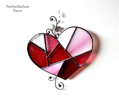 Stained Glass Heart Suncatcher Heart Shaped Window Hanging Etsy