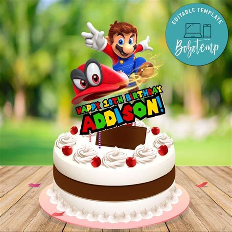 Acrylic mario happy birthday cake topper video gaming figures theme cake topper for kids birthday party decoration suppliers game boys girls party favors. Super Mario Odyssey Printable Digital File Cake Topper DIY ...