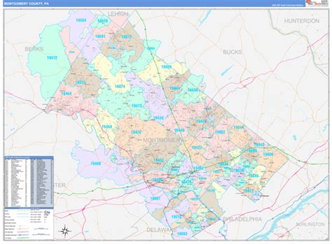 Montgomery County Pa Wall Map Color Cast Style By Marketmaps Mapsales