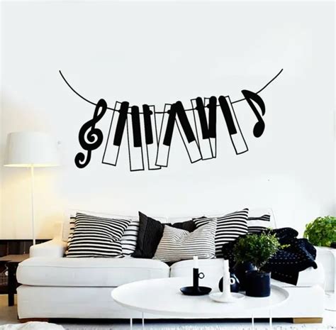 Vinyl Wall Decal Music Piano Notes Treble Clef Musical Keys Stickers