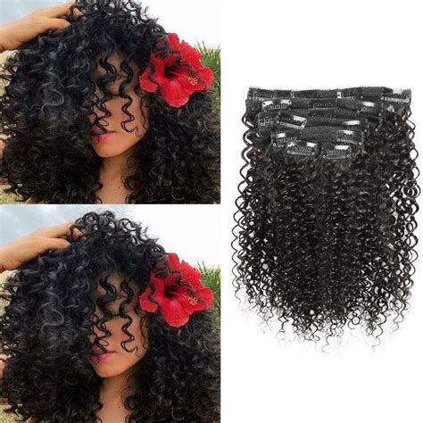 Afro Kinky Curly Clip In Hair Extensions Human Hair Double