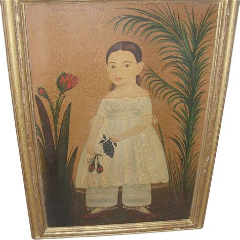 Vintage Folk Art Painting Of A Young Girl From Robbiaantique On Ruby Lane