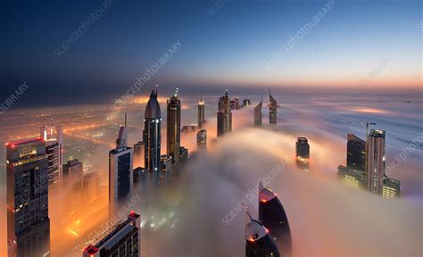 Skyscrapers Above Clouds In Dubai At Dusk Stock Image F0204685