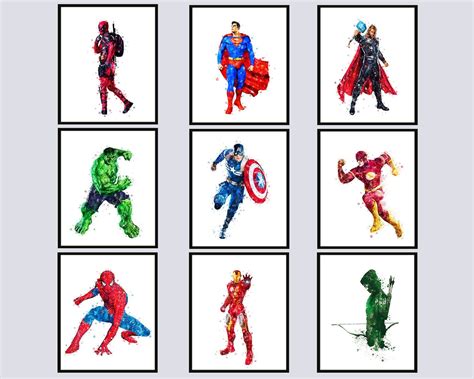 Superhero Print Superhero Watercolor Avengers Printable Etsy