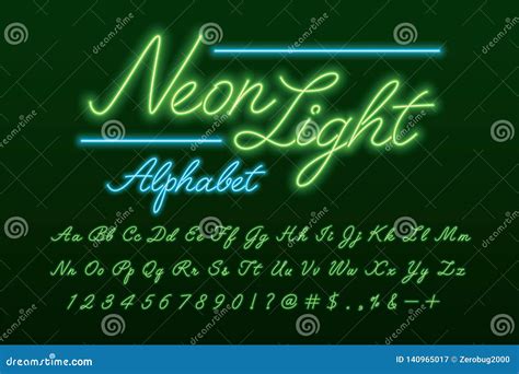 Neon Light Script Font Stock Vector Illustration Of Calligraphy
