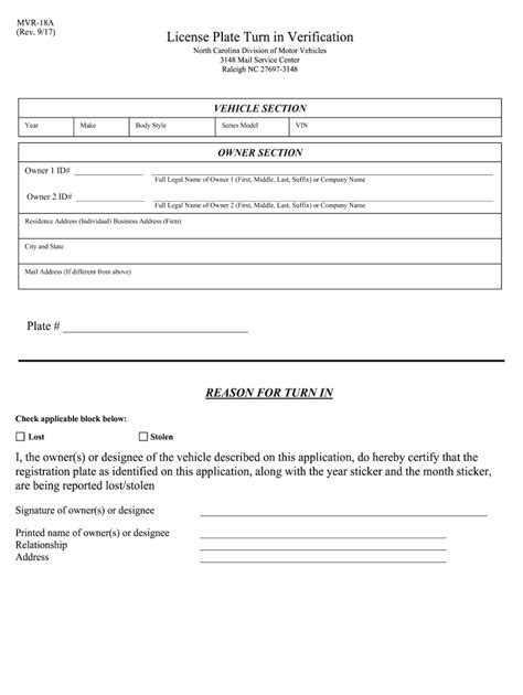 Nc Mvr 18a 2006 2022 Fill And Sign Printable Template Online Us