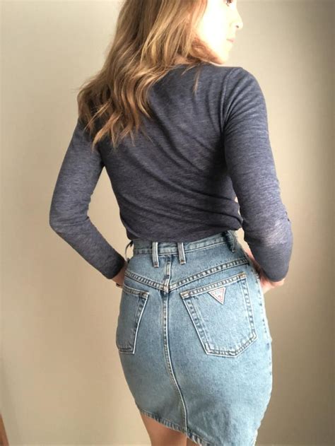 Vintage Guess Usa Made Jean 80s Denim Mini Summer High Waisted Etsy Denim Skirt 80s Denim