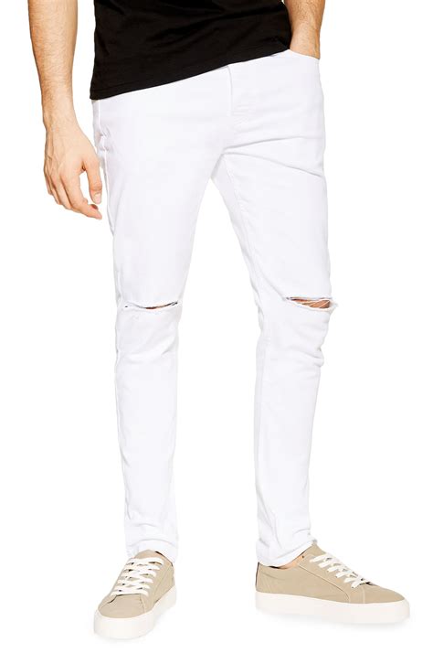 men s topman ripped stretch skinny fit jeans size 36 x 34 white the fashionisto