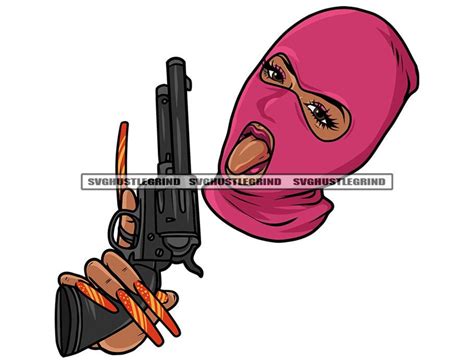 Savage Black Woman Pink Ski Mask Holding Gun Pistol Weapon Etsy