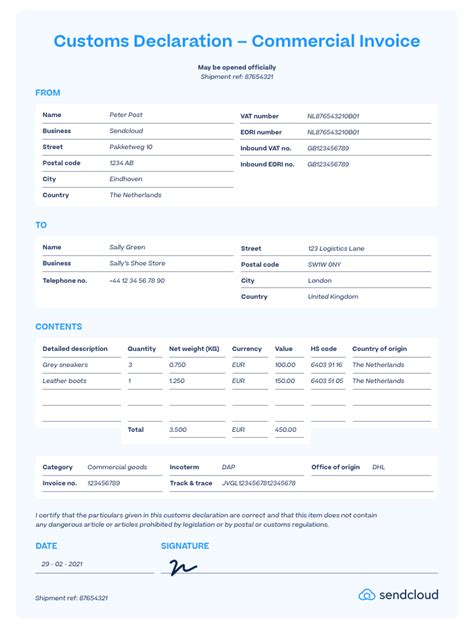 Commercial Invoice Guide To Use Free Template Sendcloud