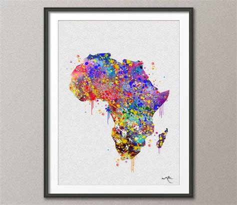Africa Map Watercolor Print Art Print Wedding T Hometown Etsy