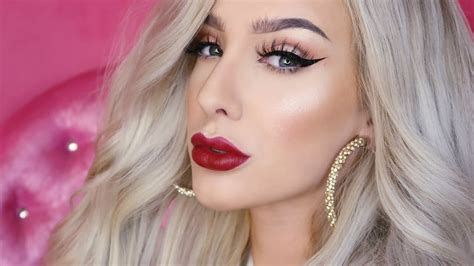 Glam Cut Crease Red Lips Makeup Tutorial Youtube