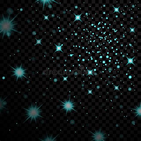 Blue Light Stars On Black Transparent Background Abstract Bokeh