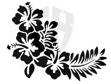 Instant Download Hibiscus Flower With Leaves Stencil Svg Etsy