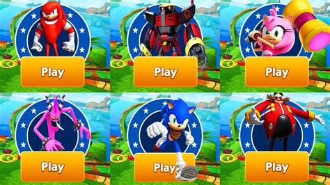 Sonic Dash Sonic Vs Knuckles Vs Amy All Fully Upgraded All Characters