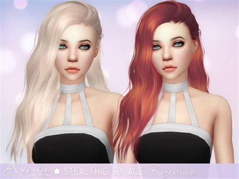 Sims 4 Hairs Aveira Sims 4 Stealthic`s Solace Hair Retextured
